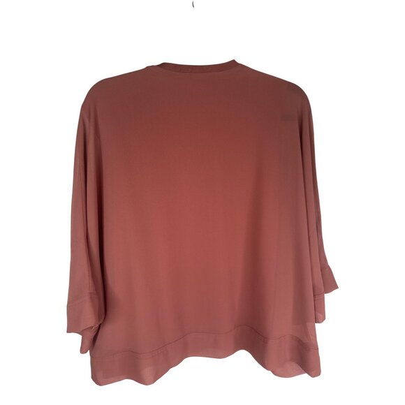 2/$30 ZARA XS Woman Rose Pink V-Neck Blouse Sheer Overlay - Picture 3 of 14
